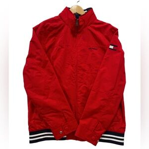 Tommy Hilfiger Regatta Red Blue Bomber Jacket Windbreaker Coat Men’s Size XL